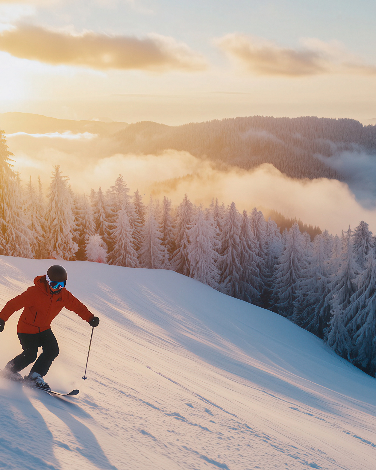 Ski slopes at feet